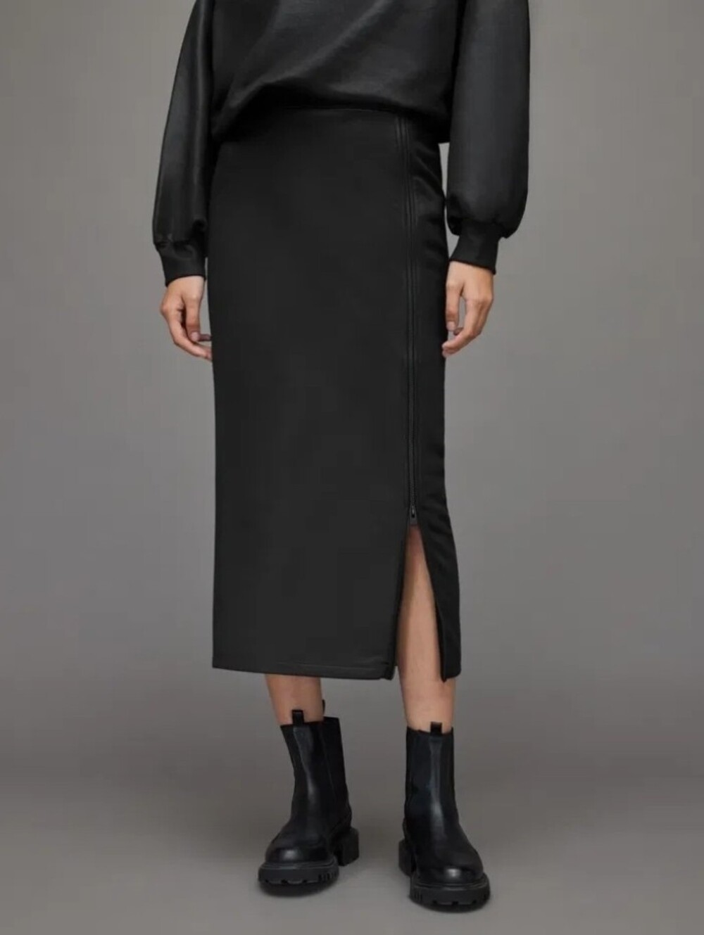 ALLSAINTS Black Jamie Zipper Staple Pencil Skirt - Picture 3 of 11